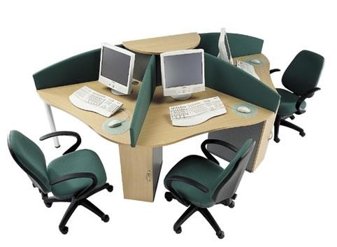 bàn làm việc với vách ngăn hiện đại