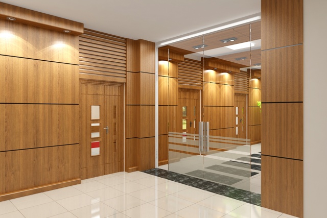 Vật liệu gỗ veneer trong sản xuất vách ngăn phòng làm việc